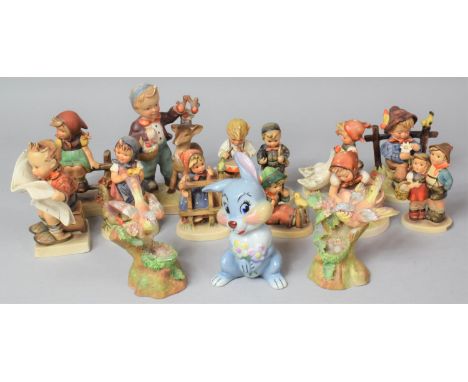 A Collection of Various Goebel Figures together with a Wade Thumper and Two Crown Staffordshire Bird Ornaments 