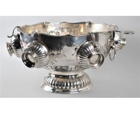 A Mid 20th Century Silver Plated Punch Bowl, Ladle and Cup Set, 32cms Diameter 