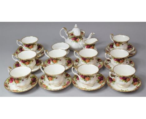 A Royal Albert Old Country Roses Tea Set to comprise Bachelors Teapot, Sugar Bowl, Ten Cups, Ten Saucers and Two Side Plates 