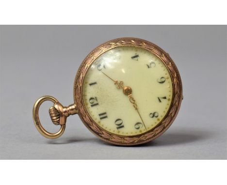 A 9ct Rose Gold Ladies Pocket Watch, back having Damage to Enamel, Not Working, 13.2gms 