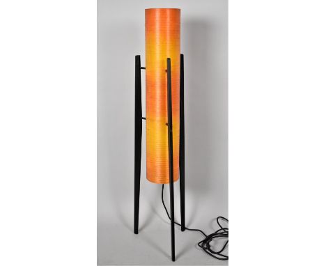 A 1970s Rocket Lamp with Spun Orange Fibreglass Shade, Tripod Support, 110cms High 