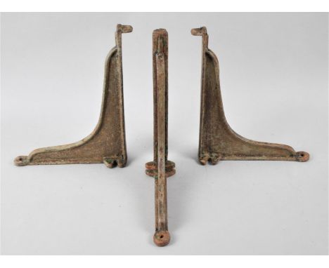 A Set of Three Vintage Metal Wall Shelf Brackets, Each 19cmsx23cms 