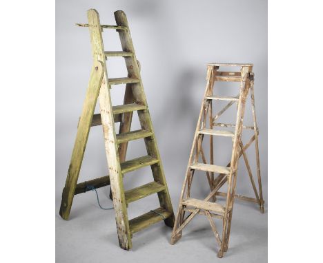 Two Vintage Wooden Step Ladders 