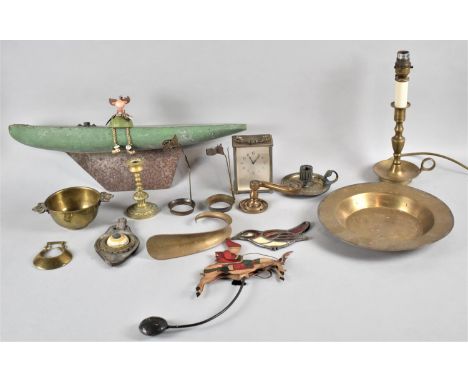 A Vintage Pond Yacht, Metalwares, Christmas Santa Toy Etc