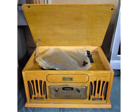 A Vintage Style Classic Collectors Edition Music Centre Comprising Record and CD Player, 46cms Wide 