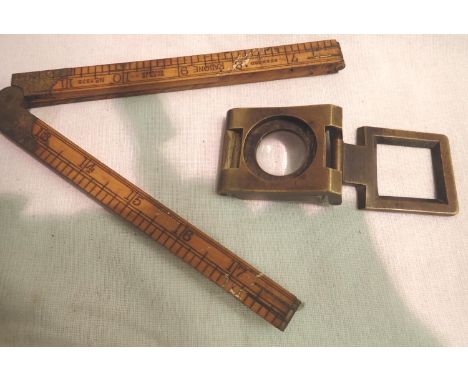 Rabone wooden folding ruler and vintage folding magnifying glass. P&amp;P Group 1 (£14+VAT for the first lot and £1+VAT for s
