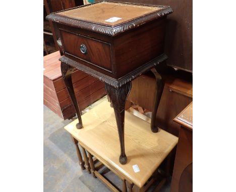 Light oak nest of three tables and a cabinet with single drawer. Not available for in-house P&amp;P, contact Paul O'Hea at Ma