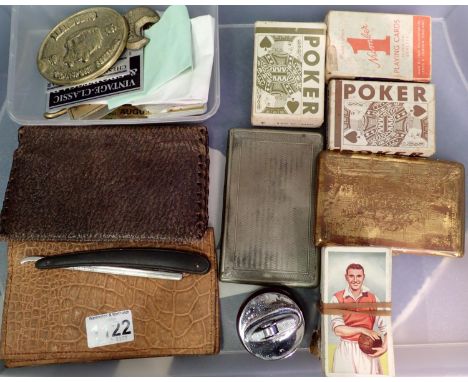 Tray of mixed collectables including car show badges. P&amp;P Group 2 (£18+VAT for the first lot and £3+VAT for subsequent lo