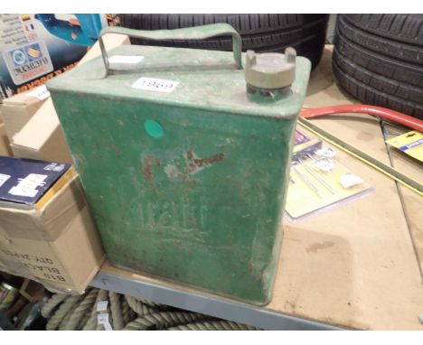 Vintage Pratts fuel can with brass cap. Not available for in-house P&amp;P, contact Paul O'Hea at Mailboxes on 01925 659133 