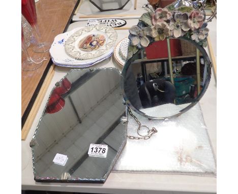 Three vintage mirrors including a Barbola example. Not available for in-house P&amp;P, contact Paul O'Hea at Mailboxes on 019