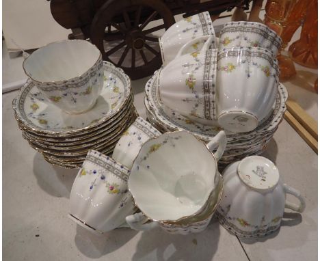 Victorian tea service by Cartwright &amp; Edwards with fluted cups in the Boronian pattern, (32). Not available for in-house 