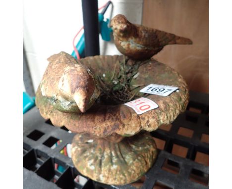 Cast metal planter with two bird, H: 23 cm. Not available for in-house P&amp;P, contact Paul O'Hea at Mailboxes on 01925 6591