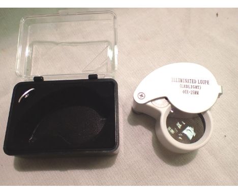 Cased jewellers illuminated LED light 40 x 25 loupe. P&amp;P Group 1 (£14+VAT for the first lot and £1+VAT for subsequent lot