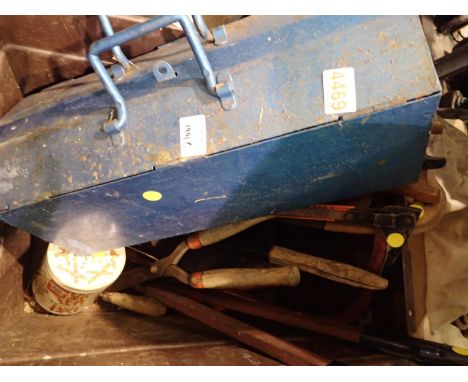 Box of mixed tools and a blue toolbox. Not available for in-house P&amp;P, contact Paul O'Hea at Mailboxes on 01925 659133