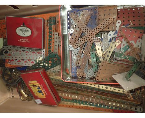Box of vintage Meccano c1950s. Not available for in-house P&amp;P, contact Paul O'Hea at Mailboxes on 01925 659133 