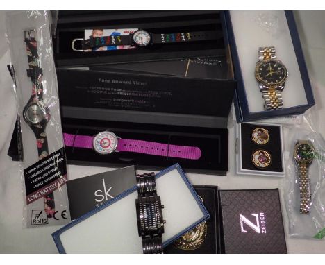 Quantity of mixed wristwatches and earrings. P&amp;P Group 2 (£18+VAT for the first lot and £3+VAT for subsequent lots) 