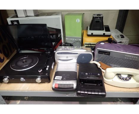 Mixed electrical lot including Stylo record player, Viewquest DAB radio, cassette players, cassette radios, landline telephon