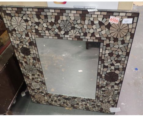 Modern rectangular mirror with mosaic frame, 70 x 70 cm.  Not available for in-house P&amp;P, contact Paul O'Hea at Mailboxes