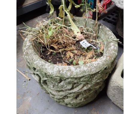 Circular stone planter, H: 20 cm. Not available for in-house P&amp;P, contact Paul O'Hea at Mailboxes on 01925 659133 