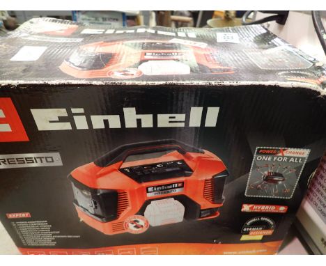 Einhell presto jump starter/compressor. Not available for in-house P&amp;P, contact Paul O'Hea at Mailboxes on 01925 659133. 
