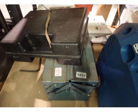 Cantilever metal tool box with contents and an electric drill. Not available for in-house P&amp;P, contact Paul O'Hea at Mail