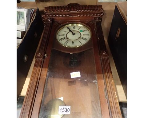 Vintage oak cased wall clock in need of repair. Not available for in-house P&amp;P, contact Paul O'Hea at Mailboxes on 01925 