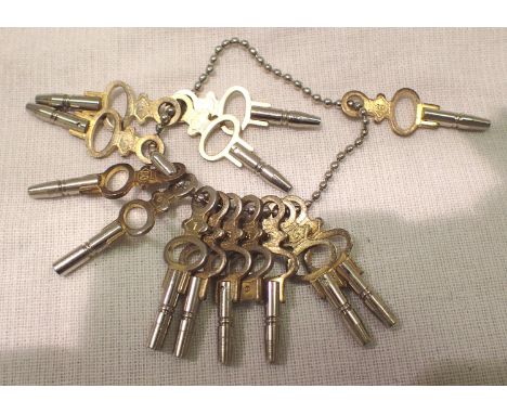 Complete set of fourteen antique type pocket watch keys. P&amp;P Group 1 (£14+VAT for the first lot and £1+VAT for subsequent