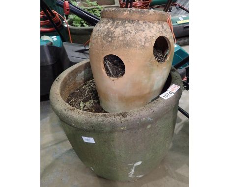 Large Terracotta planter and a strawberry planter both H: 40 cm. Not available for in-house P&amp;P, contact Paul O'Hea at Ma