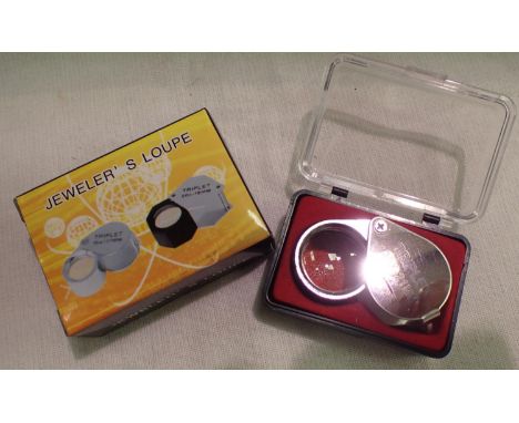 Stainless steel boxed folding 30 x 21 jewellery loupe. P&amp;P Group 1 (£14+VAT for the first lot and £1+VAT for subsequent l