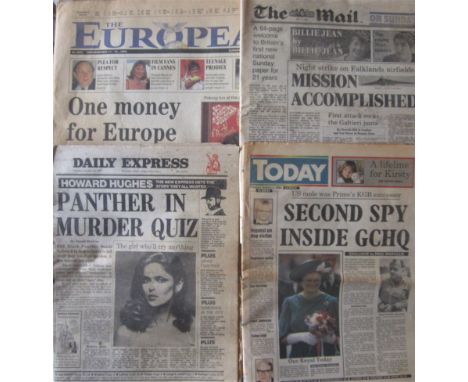 First issues for the following:&nbsp;
&nbsp;
Today 04-03-86.
The European 11/13-05-90 includes supplements.
Mail on Sunday 02