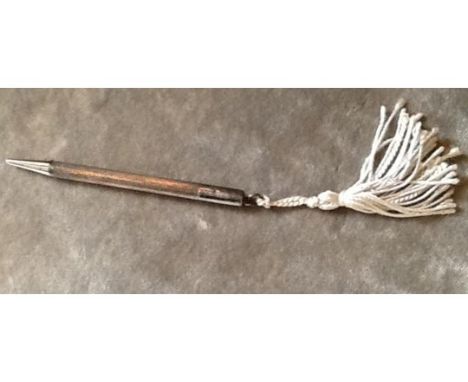 English HALLMARKED silver propelling pencil with chrome tip and engine&nbsp;turned decoration. HALLMARKED maker W&amp;J, Birm