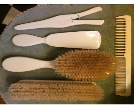 5 piece 1930s Ivorine dressing table set, please note it could be ivory&nbsp;but thought to be simulated Ivory. Consisting of