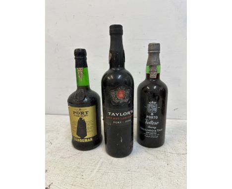Three bottles of Port to include Taylors late bottle vintage 1994, Porto Vellosa Tawny, Sandeman Fine Ruby 