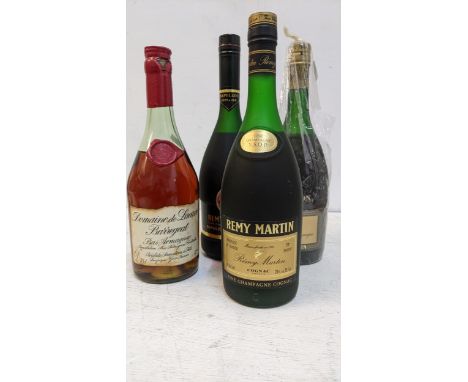 Four bottles o f Cognac to include Remy Martin, Napoleon Extra Old, Cranok Fine, VSOP and Domaine De Lacoive Barregeat Bas Ar