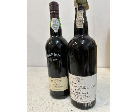 One bottle of Taylor's 1974 vintage Port and one bottle of Blandy's Maderia 