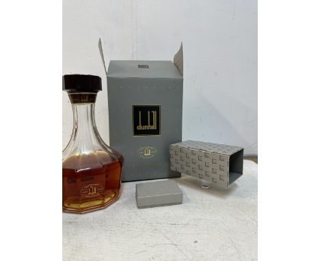 A Dunhill Centenary cut glass crystal decanter containing finest Scotch Whisky 