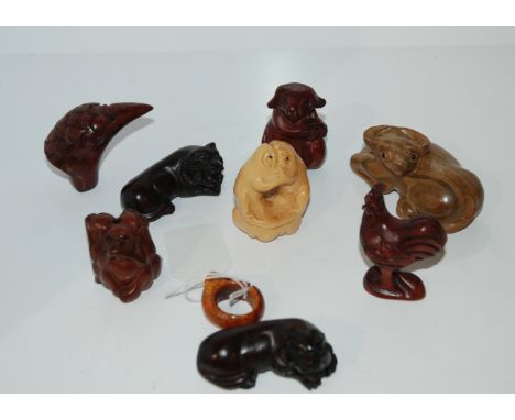 A small collection of modern carved netsuke animals Condition Report: Available upon request