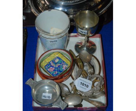 Two 1897 Jubilee enamel beakers, goblet, quaich etc Condition Report: Available upon request