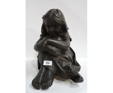 A Walter Awlson ceramic sculpture model of a seated girl, incised to base W. Awlson1996 13/75 31cm high Condition Report: Ava