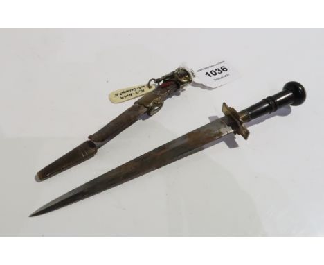 A Royal Navy dirk c1820 in leather and brass scabbard (def ) 22 cm o/all length Condition Report: Available upon request