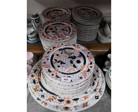 An extensive collection of Ashworth Bros serving plates &amp; meat trays decorated with floral bouquets Condition Report: Not