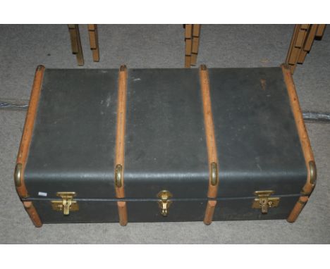 A collection of railway accessories coaches etc in large travel trunk, Condition Report: Available upon request