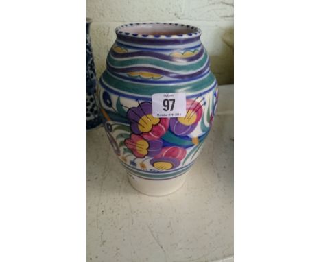 A Poole Pottery vase, shape 599, decorated in the YO pattern by Phyllis Ryall (8.5").