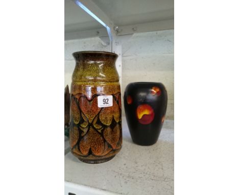 A Poole Pottery Aegean vase together with a Living Glaze vase.