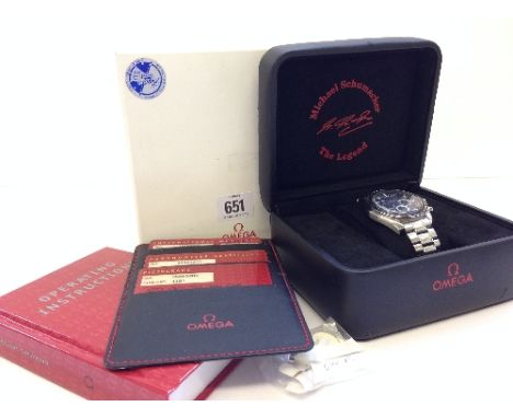 A stainless steel gentleman's Omega Speedmaster Co - Axle chronometer Michael Schumacher Formula 1 Limited Edition wristwatch