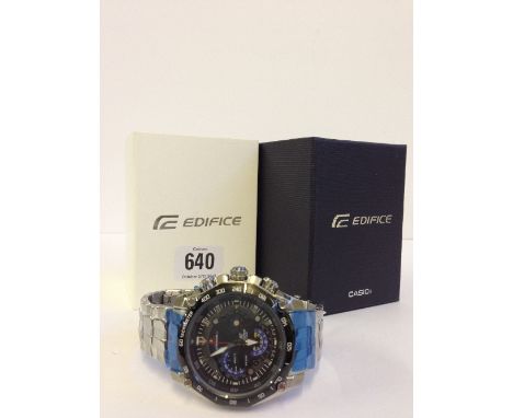 A stainless steel Casio Red Bull Racing Edifice watch, chronograph features, WR100 resistant, Model No. 5147, presented in or