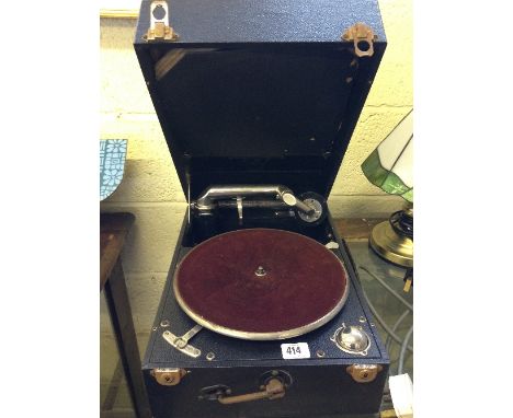An early 20th century portable wind-up Columbia record player.