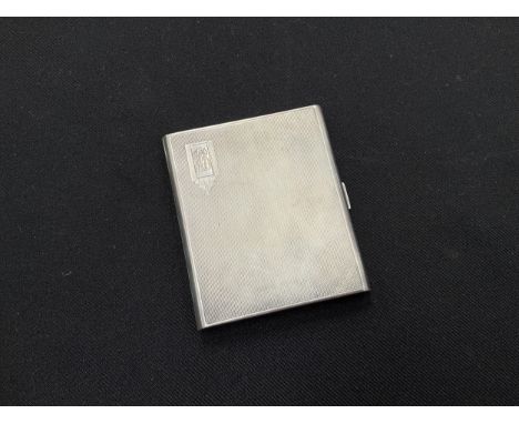 A William Neale and Son Ltd cigarette case with engine turned detail monogrammed to corner, Birmingham 1932, 8cm x 7cm, 101g 