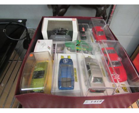 A collection of Perspex cased die-cast cars including Solido, Wiking and Pilen together with an Action Man Space Speeder and 