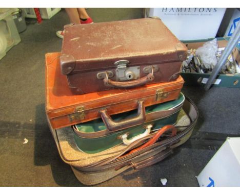 A leather briefcase, two bags and four cases including AER Lingus 